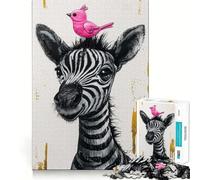 Puzzle fantaisiste zèbre et Oiseau 1000 pièces pour Adultes Jeu de mémoire Amusant Assemblage sûr et Solide Activité familiale du Soir (38x26cm)
