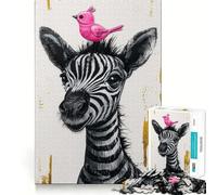 Puzzle fantaisiste zèbre et Oiseau 1000 pièces pour Adultes Jeu de mémoire Amusant Assemblage sûr et Solide Activité familiale du Soir (38x52cm)