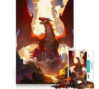 Puzzle Fantastique Dragon Rouge 1000 pièces Niveau Difficile Améliore la mémoire, détend l'esprit Bords Nets Cadeau élégant (38x26cm)