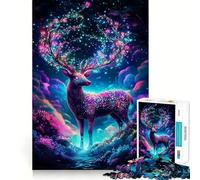 Puzzle Fantastique Mystique avec Un cerf pour Adultes, 1000 pièces, Jeu intellectuel apaisant, décoration Murale de qualité (38x52cm)