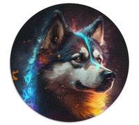 Puzzle Fantasy Husky 1000 pièces, Puzzle Rond 1000 pièces, idéal pour la décoration intérieure, Les Anniversaires, Les fêtes et Les Cadeaux 67,5 x 67,5 cm
