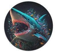 Puzzle Fantasy Shark 1000 pièces pour Adultes. Puzzle Rond 1000 pièces pour Les Adolescents, Les Couples et Les Amis pour Les Anniversaires et Noël (Taille 67,5 x 67,5 cm).