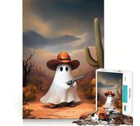 Puzzle fantôme de Cowboy Western 1000 pièces Jeu de mémoire Amusant Bords Lisses,Assemblage Parfait Une façon divertissante d'occuper Les Heures vides (50x75cm)