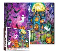 Puzzle fantômes d'Halloween, château effrayant de nuit étrange de 1000 pièces pour adultes, 68,6 x 50,8 cm pour familles, puzzle teinté de qualité HD, parfait pour les soirées de jeu