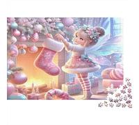 Puzzle Fée Bas Noël 70x50cm 1000p Papier Recy dulte Fée Hiver Rose Éducatif Défi Décoration Maison Cadeau Hommes