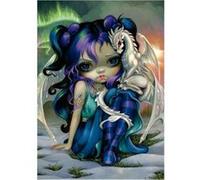 Puzzle fee du dragon des glaces 500 pieces - decoration art feerique fantastique - adultes - nouveaute - set puzzle + carte