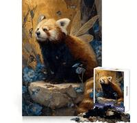 Puzzle Fée Panda Roux aux Fleurs Bleues pour Adultes 1000 Pièces Stimule la Mémoire Soulage l'Anxiété Bords Lisse Surprise Chaleureuse (50x75cm)