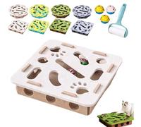 Puzzle Felt Maze Box Cat Toys, Cat Puzzle Felt Maze Box Cats Toys, Interactive Puzzles Scratcher in Felt with Bell, for Indoor, Boredom, Exercise, Play, Enrichment (White-Square)