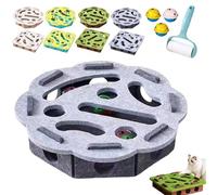 Puzzle Felt Maze Box Cat Toys, Cat Puzzle Felt Maze Box Cats Toys, Interactive Puzzles Scratcher in Felt with Bell, for Indoor, Boredom, Exercise, Play, Enrichment (Gray-Round)