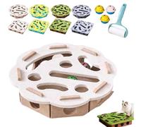 Puzzle Felt Maze Box Cat Toys, Cat Puzzle Felt Maze Box Cats Toys, Interactive Puzzles Scratcher in Felt with Bell, for Indoor, Boredom, Exercise, Play, Enrichment (White-Round)