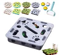 Puzzle Felt Maze Box Cat Toys, Cat Puzzle Felt Maze Box Cats Toys, Interactive Puzzles Scratcher in Felt with Bell, for Indoor, Boredom, Exercise, Play, Enrichment (Gray-Square)