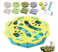 Puzzle Felt Maze Box Cat Toys, Cat Puzzle Felt Maze Box Cats Toys, Interactive Puzzles Scratcher in Felt with Bell, for Indoor, Boredom, Exercise, Play, Enrichment (Blue-Round)