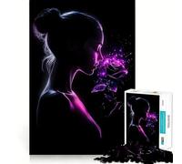 Puzzle Femme à la Rose pour Adolescents 1000 pièces Jeu de réflexion Amusant et sans accroc Une façon captivante de Passer Le Temps (38x26cm)