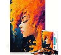 Puzzle Femme aux Cheveux de Feu 1000 Pièces Stimulation Cognitive Amusant Pièces Nettement Découpées sans Bavures Jouet de Loisirs d'Intérieur pour Les Fêtes (50x75cm)