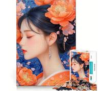 Puzzle Femme aux Fleurs dans Les Cheveux pour Adultes 1000 Pièces Stimule la Concentration Jeu Amusant Taille Uniforme Pièces Précises Activité de Partage à Partager avec Les Êtres Chers (38x26cm)