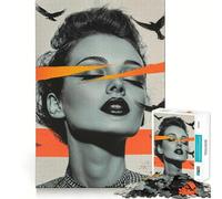 Puzzle Femme aux Oiseaux et Rayures 1000 Pièces pour Adultes Jeu de Mémoire et de Découpe de Qualité Professionnelle Activité de Réunion Réconfortante (38x52cm)