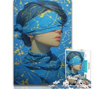 Puzzle Femme aux Yeux bandés 1000 pièces pour Adultes et Adolescents, idéal pour Tuer Le Temps en Vacances avec des pièces de Formes aléatoires entièrement emboîtables (50x75cm)