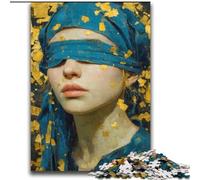 Puzzle Femme aux Yeux bandés 2000 pièces pour Adolescents, Jeu Stimulant et interactif Parent-Enfant (70x100cm)