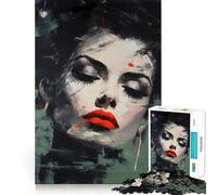 Puzzle Femme aux Yeux fermés 1000 pièces Jeu Stimulant Le Cerveau Ajustement Parfait Divertissement Confortable à l'intérieur pour Tous (38x52cm)