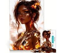 Puzzle Femme avec Marques de Feu 1000 Pièces pour Adultes Jeu de Mémoire Amusant Découpe Experte Activité de Groupe Relaxante en Intérieur (38x52cm)