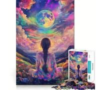 Puzzle Femme Contemplant Le Cosmos 1000 Pièces Jeu de Réflexion Pièces Précises et sans Couture Activité Familiale Divertissante (38x52cm)