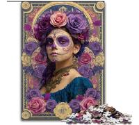 Puzzle Femme Crâne de Sucre 1000 pièces pour Adultes et Adolescents, Jeu Stimulant et Jeu Familial, Collection d'artistes, Beaux-Arts pour Les 14 Ans et Plus 50x75cm