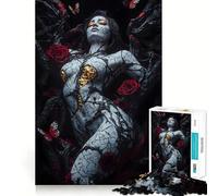 Puzzle Femme dans des vignes et des Roses pour Adultes,1000 pièces,pour stimuler la Concentration,Amusant,Taille Uniforme,pièces précises,activité de Partage pour Les Proches (38x52cm)