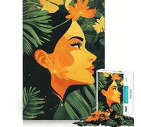 Puzzle Femme dans Un Feuillage Tropical pour Adultes,1000 pièces,Jeu Stimulant l'esprit,pièces précises et sans Couture,activité relaxante à Faire en Groupe à l'intérieur (38x26cm)