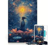 Puzzle Femme dans Une Fleur de Lotus 1000 pièces Jeu de réflexion Amusant et Stimulant pour la Concentration Technologie de découpe Laser avancée Idéal pour Les Voyages (38x52cm)