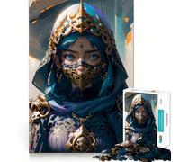Puzzle Femme Guerrière Masquée pour Adultes 1000 Pièces Jeu de Mémoire Solide Assemblage Sécurisé Jeu de Connexions Significatif (50x75cm)