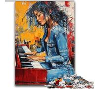 Puzzle Femme Jouant du Piano 2000 pièces pour Adolescents, Jeux éducatifs à Faire soi-même avec Affiche et fiche de Questions Assorties 14 Ans et Plus 70x100cm
