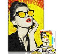 Puzzle Femme Lunettes de Soleil pour Adolescents Puzzle 1000 Pièces, Aidez Le Cerveau à Exercer des Jouets Addictifs pour Cultiver la Patience Une Œuvre d'art 38x26cm