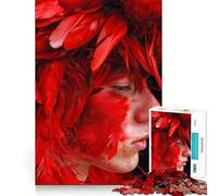 Puzzle Femme Oiseau de Feu Rouge 1000 Pièces pour Adolescents Jeu de logique et de développement du Sens de l'équilibre Découpe précise (38x52cm)