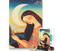 Puzzle Femme sous Croissant de Lune 1000 Pièces Jeu Cognitif Amusant Structure à Emboîtement Précise Activité de Renforcement des Liens Sociaux (50x75cm)