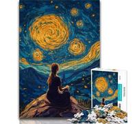 Puzzle Femme sous Le Ciel Nocturne 1000 pièces pour Adultes, Difficile à réaliser mais Amusant et Humoristique, décoration d'intérieur Unique et Cadeaux 38x26cm