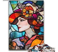 Puzzle Femme Vitrail 2000 pièces pour Adolescents, pour Un Anniversaire, Une Escapade à la Maison, Une décoration Murale pour Les 14 Ans et Plus (70x100cm)