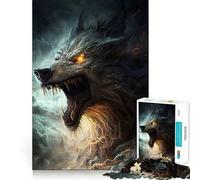 Puzzle Fenrir Loup Nordique enragé pour Adolescents, 1000 pièces, Jeu de réflexion, évasion apaisante, Bords précis, Cadeau Exceptionnel (38x26cm)