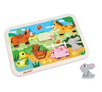 Puzzle Ferme en Bois JANOD - 7 Animaux 3D Epais - Dès 18 Mois