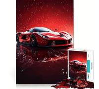 Puzzle Ferrari Rouge sous la Pluie pour Adultes, 1000 pièces, Casse-tête et Passe-Temps Calme, Image Assembler, Joli Cadeau (50x75cm)