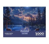 Puzzle Feu de Camp Clair de Lune 1000 Pièces - Vue Forêt Feu Nuit Jeu Défi Hommes Femmes Cadeau 52x38cm