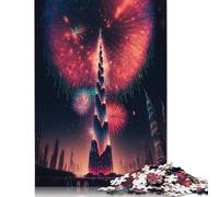 Puzzle Feux d'artifice Dubaï, Puzzle en Carton de qualité supérieure pour garçon ou Fille, Cadeaux de Noël, 1000 pièces (26 x 38 cm)