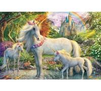 Puzzle Fille 200 pièces - Jument Licorne Fleurie et Ses poulains - Poster Inclus - Animaux fantastiques - des 8 Ans - Set Puzzle et 1 Carte