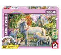 Puzzle Fille 200 Pieces - Jument Licorne Fleurie Et Ses Poulains - Poster Inclus - Animaux Fantastiques - Des 8 Ans - Set Puzzle Et Carte