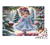 Puzzle Fille Robe Noël 38x26cm 1000p Papier Recy dulte Enfant Hiver Festif Défi Difficile Éducatif Familial Cadeau Hommes