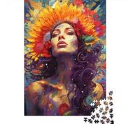 Puzzle Fille Tournesol Coloré, Difficile, Puzzle en Carton 100% Recyclé, pour Femmes et Hommes, Cadeaux de Noël, 1000 pièces (75 x 50 cm)