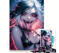 Puzzle Fille Vampire 1000 Pièces Jeu Amusant Technologie de Découpe Laser Avancée Jouet de Loisirs Intérieurs pour Les Fêtes (38x52cm)