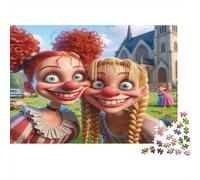 Puzzle Filles Clowns 38x26cm 1000p Papier Recy dulte Duo Joyeux Jeu Éducatif Habiletés Manuelles Cadeau Familial