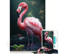 Puzzle Flamant Rose 1000 pièces pour Adolescents, Jeu de logique, Jouet de Train, décoration Murale légère et relaxante aux découpes Lisses (38x52cm)