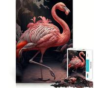 Puzzle Flamant Rose 1000 pièces pour Adolescents, Jeu de logique mentale, évasion apaisante, Objet de Collection aux Bords Fins (38x52cm)