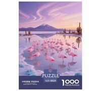 Puzzle Flamant Rose 1000 Pièces pour Adultes Et Enfants, Jeu ÉduChatif, Puzzles Flock Salt Lac, DéCoRation, Idée Cadeau 38x26cm/1000pcs